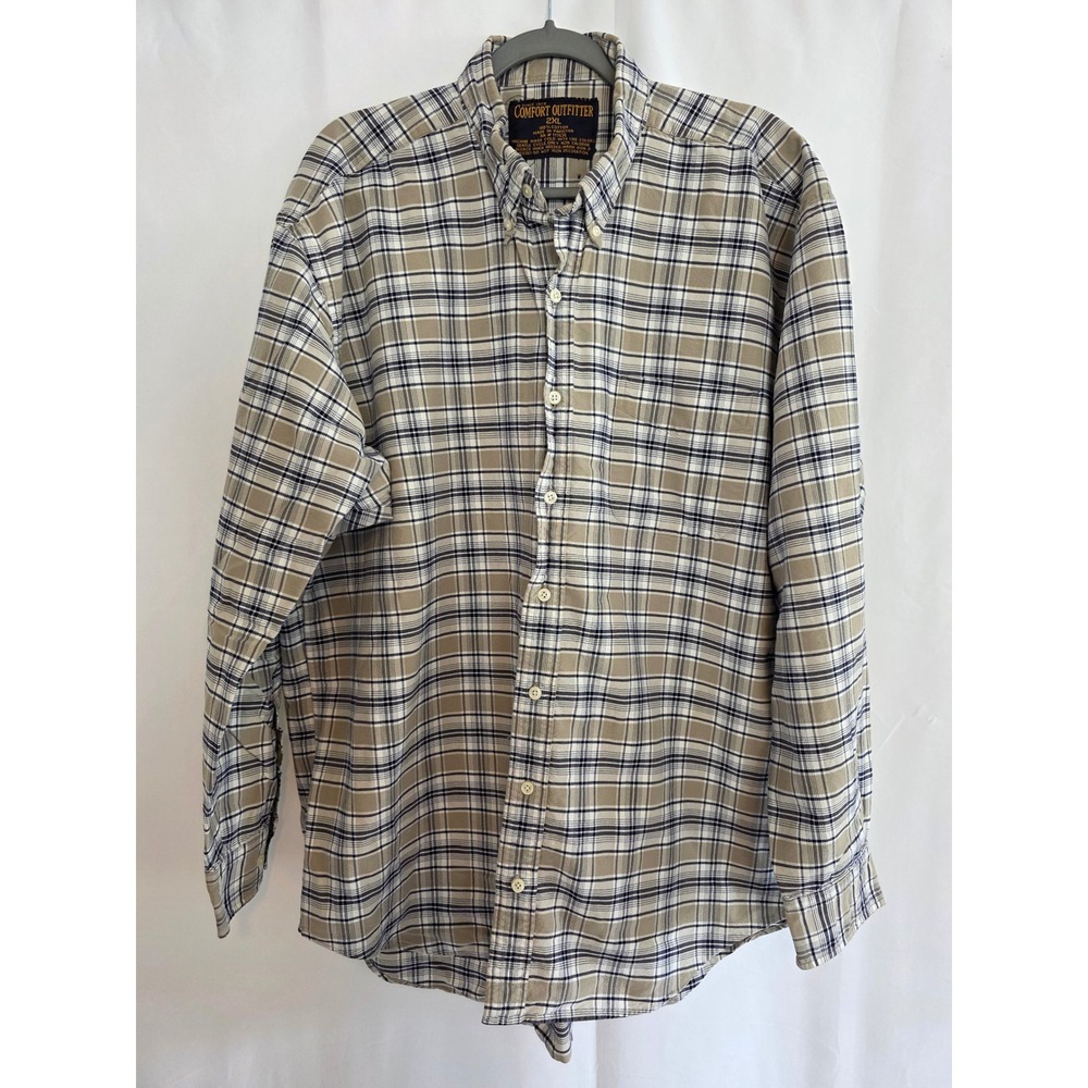 Comfort Outfitters‎ Mens Plaid Long Sleeve Button Down Shirt 2XL Cotton